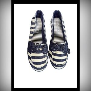 Splendid Blue and White Striped Loafers